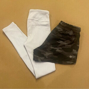 Athleta Girl Ribbed Lavender Leggings & Camo Shorts Bundle Size M/8-10